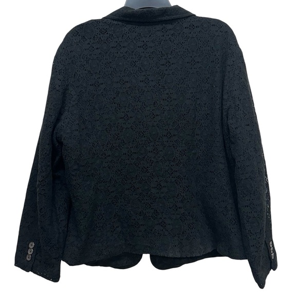 Chicos Elegant Eyelet Black Lace Women's Jacket Sz 3 Xtra Large XL - Picture 3 of 7